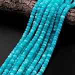 AAA Natural Peruvian Amazonite Faceted Rondelle 8mm Beads Natural Aqua Blue Gemstone 15.5" Strand