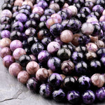 Natural Charoite 8mm 9mm 10mm Round Beads 15.5" Strand