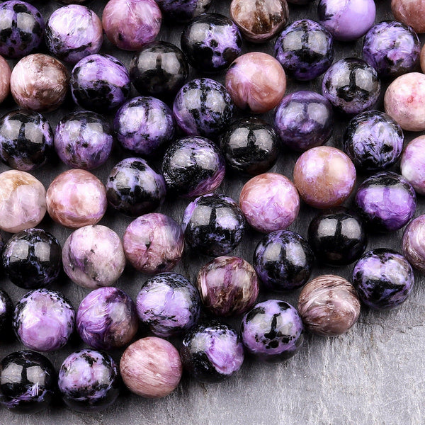 Natural Charoite 8mm 9mm 10mm Round Beads 15.5" Strand