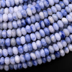 AAA Rare Afghanite Blue Sodalite in Calcite Faceted 6mm 8mm 10mm Rondelle Beads 15.5" Strand