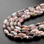 Faceted Mushroom Jasper Rhyolite Drum Cylinder Barrel Rice Beads 15.5" Strand