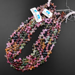 AAA Faceted Tourmaline Teardrop Briolette Beads Natural Multicolor Watermelon Pink Green Yellow Gemstone 16" Strand