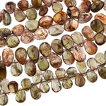 Faceted Real Genuine Natural Andalusite Marquise Teardrop Briolette Beads 8" Strand