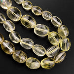 Faceted Real Genuine Natural Lemon Topaz Faceted Oval Nuuget Beads Strand