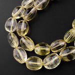 Faceted Real Genuine Natural Lemon Topaz Faceted Oval Nuuget Beads Strand