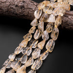 Natural Golden Yellow Citrine Beads Freeform Nuggets Irregular Gemstone Beads 15.5" Strand