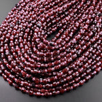 Natural Red Garnet 6mm Beads Faceted Energy Prism Double Terminated Points 15.5" Strand