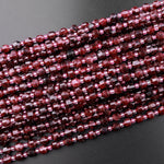 Natural Red Garnet 6mm Beads Faceted Energy Prism Double Terminated Points 15.5" Strand