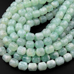 AAA Natural Green Prehnite Rounded Barrel Drum Tube Bullet Beads 15.5" Strand