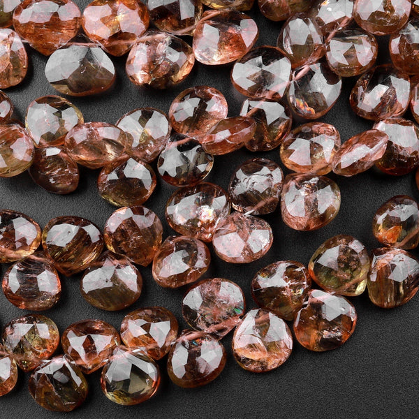 Faceted Real Genuine Natural Andalusite Teardrop Briolette Beads 8" Strand