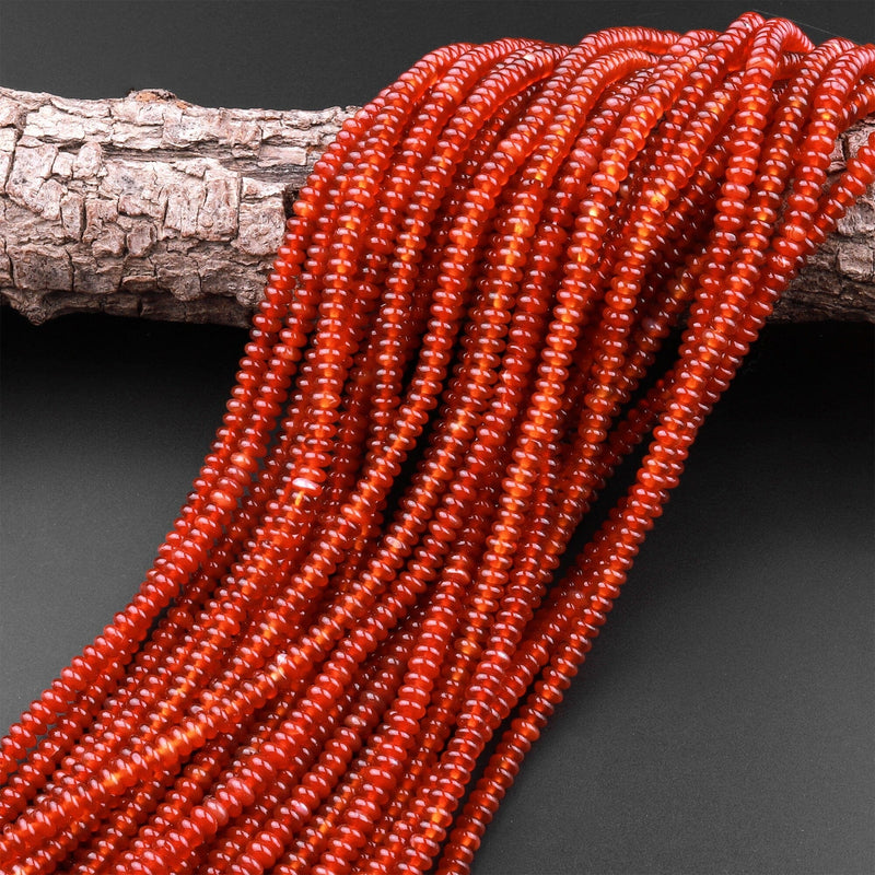 Natural Red Agate 4mm 6mm 8mm Rondelle Beads 15.5" Strand