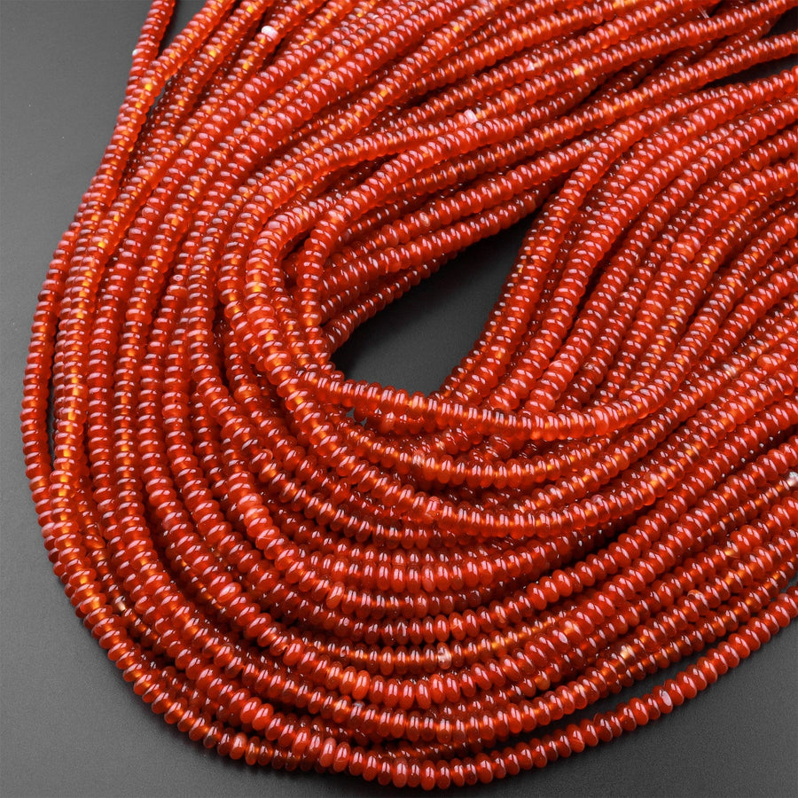 Natural Red Agate 4mm 6mm 8mm Rondelle Beads 15.5" Strand