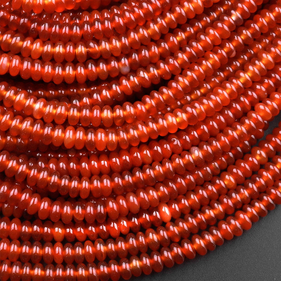 Natural Red Agate 4mm 6mm 8mm Rondelle Beads 15.5" Strand