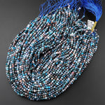 Faceted Natural Blue Apatite Round Beads 4mm Micro Laser Diamond Cut Gemstone 15.5" Strand