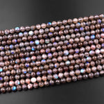 Extremely Rare! Faceted Natural Red Labradorite 6mm 8mm Round Beads 15.5" Strand