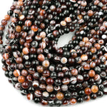 Natural Black Brown Sardonyx Agate 6mm 8mm 10mm Round Beads AAA Grade Amazing Eyes Bands Veins Antique Boho Mala Beads 15.5" Strand