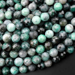 Real Genuine Natural Green Emerald Gemstone Faceted 8mm Round Beads Gemstone May Birthstone 15.5" Strand