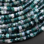 Natural Green Moss Agate 4mm 6mm Heishi Beads 15.5" Strand