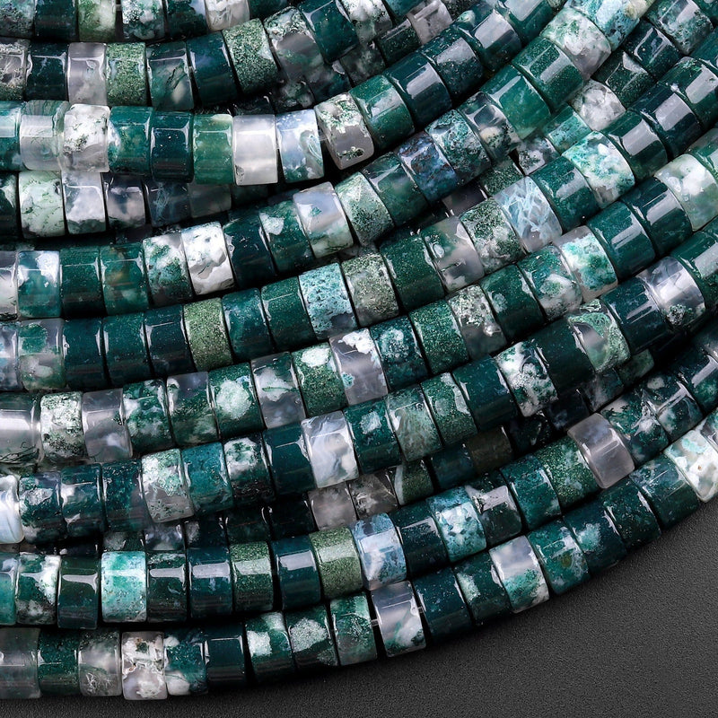 Natural Green Moss Agate 4mm 6mm Heishi Beads 15.5 Strand – Intrinsic  Trading