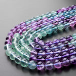 Natural Fluorite 8mm Round Beads Vibrant Multicolor Purple Green Gemstone 15.5" Strand