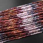 Micro Faceted Multicolor Mixed Gemstone Round Beads 4mm Ruby Tourmaline Sapphire Moonstone 15.5" Strand