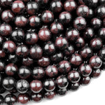 Natural Garnet in Arfvedsonite Smooth Round Beads 6mm 8mm 10mm 15.5" Strand