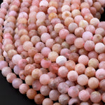 AAA Faceted Natural Peruvian Pink Opal 4mm 6mm Round Beads Laser Diamond Cut Gemstone 15.5" Strand