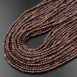 Natural Bronzite Beads Faceted 2mm Round 15.5" Strand
