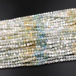 Natural Blue Yellow Green Aquamarine Faceted 5mm Cube Beads Micro Faceted Laser Diamond Cut 15.5" Strand