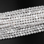 Natural Creamy White Moonstone 8mm Beads Star Cut Geometric Facets 15.5" Strand