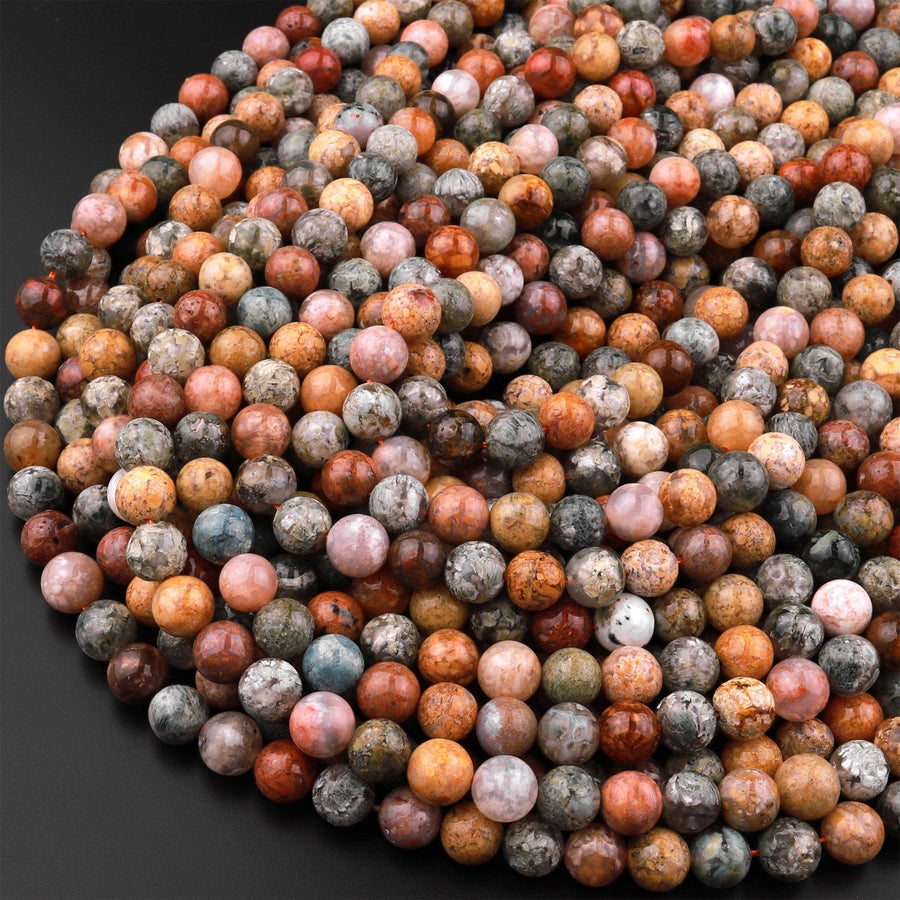 AAA Natural Rainbow Ocean Agate Round Beads 6mm 8mm 15.5" Strand