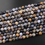 Natural Dendritic Opal 6mm 8mm 10mm Round Beads Gray Yellow Sage Colors 15.5" Strand
