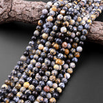 Natural Dendritic Opal 6mm 8mm 10mm Round Beads Gray Yellow Sage Colors 15.5" Strand