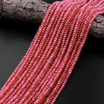 AAA Micro Faceted Natural Pink Red Thulite 4mm Rondelle Beads Diamond Cut Gemstone From Norway 15.5" Strand
