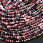 Natural Multicolor Tourmaline Micro Faceted 4mm Rondelle Beads Pink Green Gemstone 15.5" Strand