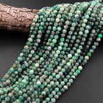 Real Genuine Natural Green Emerald Gemstone Faceted 6mm Round Beads Gemstone May Birthstone 15.5" Strand