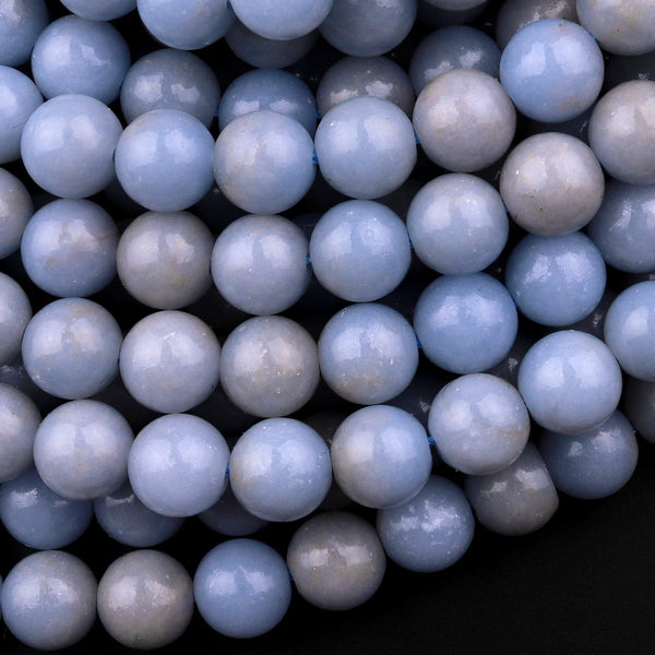 Natural Blue Angelite 6mm 8mm 10mm Round Beads 15.5" Strand