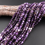 Faceted Natural Amethyst 4mm 6mm 8mm Round Beads 15.5" Strand