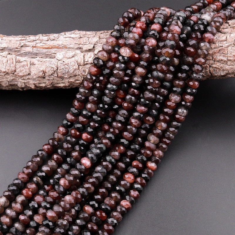 Natural Cat's Eye Sillimanite 7mm 8mm Faceted Rondelle Beads 15.5" Strand