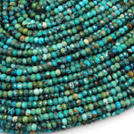 Genuine Natural Turquoise 3mm Faceted Rondelle Beads Bright Blue Green Turquoise Micro Diamond Cut 15.5" Strand