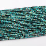 Genuine Natural Turquoise 4mm Faceted Rondelle Beads Bright Blue Green Turquoise Micro Diamond Cut 15.5" Strand