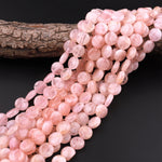 Natural Peach Pink Morganite 12mm Coin Beads Aka Pink Beryl Aquamarine Gemstone 15.5" Strand