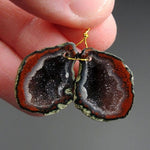 Drilled Natural Tabasco Geode Earrings Pair Red Druzy Drusy Agate Freeform Matched Gemstone Beads