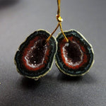 Drilled Natural Tabasco Geode Earrings Pair Red Druzy Drusy Agate Freeform Matched Gemstone Beads