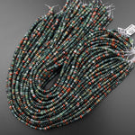 Natural Indian Agate 4mm Smooth Rondelle Beads Aka Green Red Bloodstone 15.5" Strand