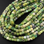 Natural African Green Yellow Chrysoprase Faceted 6mm 8mm Cube Square Dice Beads Gemstone 15.5" Strand