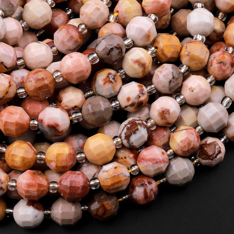 Rare Natural Hidden Valley Jasper (Idaho) 8mm Prism Rounded Point Beads 15.5" Strand