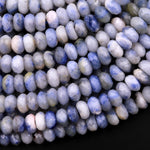 Rare Afghanite Blue Sodalite in Calcite Faceted 6mm 8mm 10mm Rondelle Beads 15.5" Strand