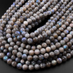 Faceted Natural Labradorite 6mm 8mm 10mm 12mm Round Beads 15.5" Strand