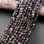 Natural Australian Black Opal Freeform Pebble Nugget Beads 15.5" Strand
